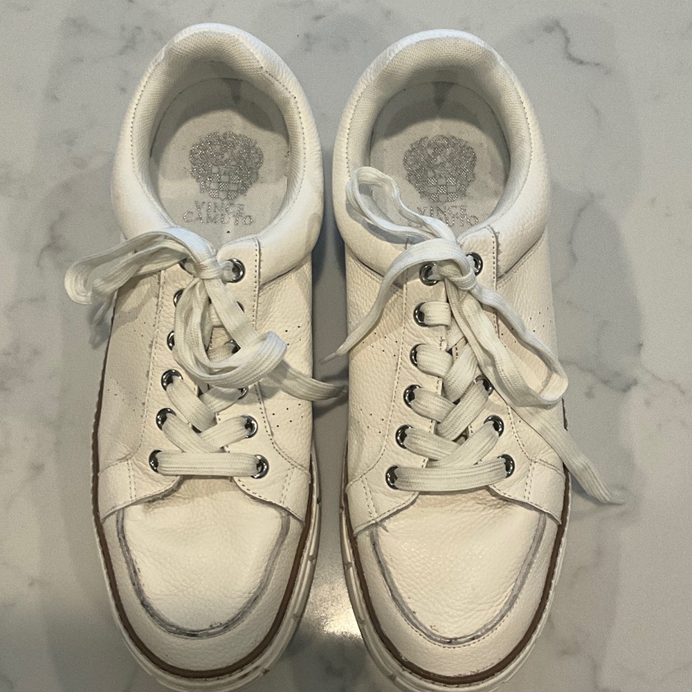 Vince Camuto White Leather Sneakers